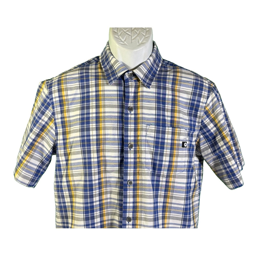 Marmot Button Down Shirt Mens Small Blue Plaid Short Sleeve Outdoor Casual - Picture 2 of 5
